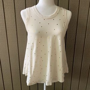 GAP Women’s Ivory  Gold Hearts Print Tank Top Size XS
